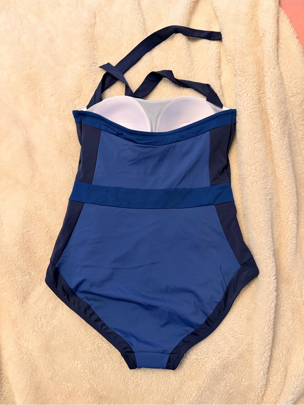 Boden Blue and Navy Colorblock One-Piece Halter Top Swimsuit. New without tags. - Picture 2 of 4
